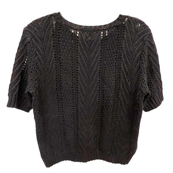SANCTUARY Open Stitch Crewneck Black Sweater, Size Medium - Picture 11 of 14